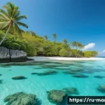 Home 22 마셜 제도에서 가장 아름다운 해변 - A tranquil beach scene at Enumaku Lagoon featuring crystal-clear turquoise water with vibrant coral ...