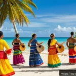 Home 19 마셜 제도에서의 학생 교환 프로그램 - A vibrant scene of international students participating in a traditional Marshallese cultural festiv...