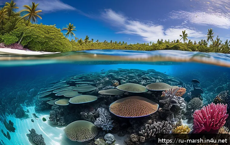 마셜 제도에서 촬영된 다큐멘터리 및 영화 - A vibrant underwater scene showcasing the coral reefs of the Marshall Islands, teeming with colorful...